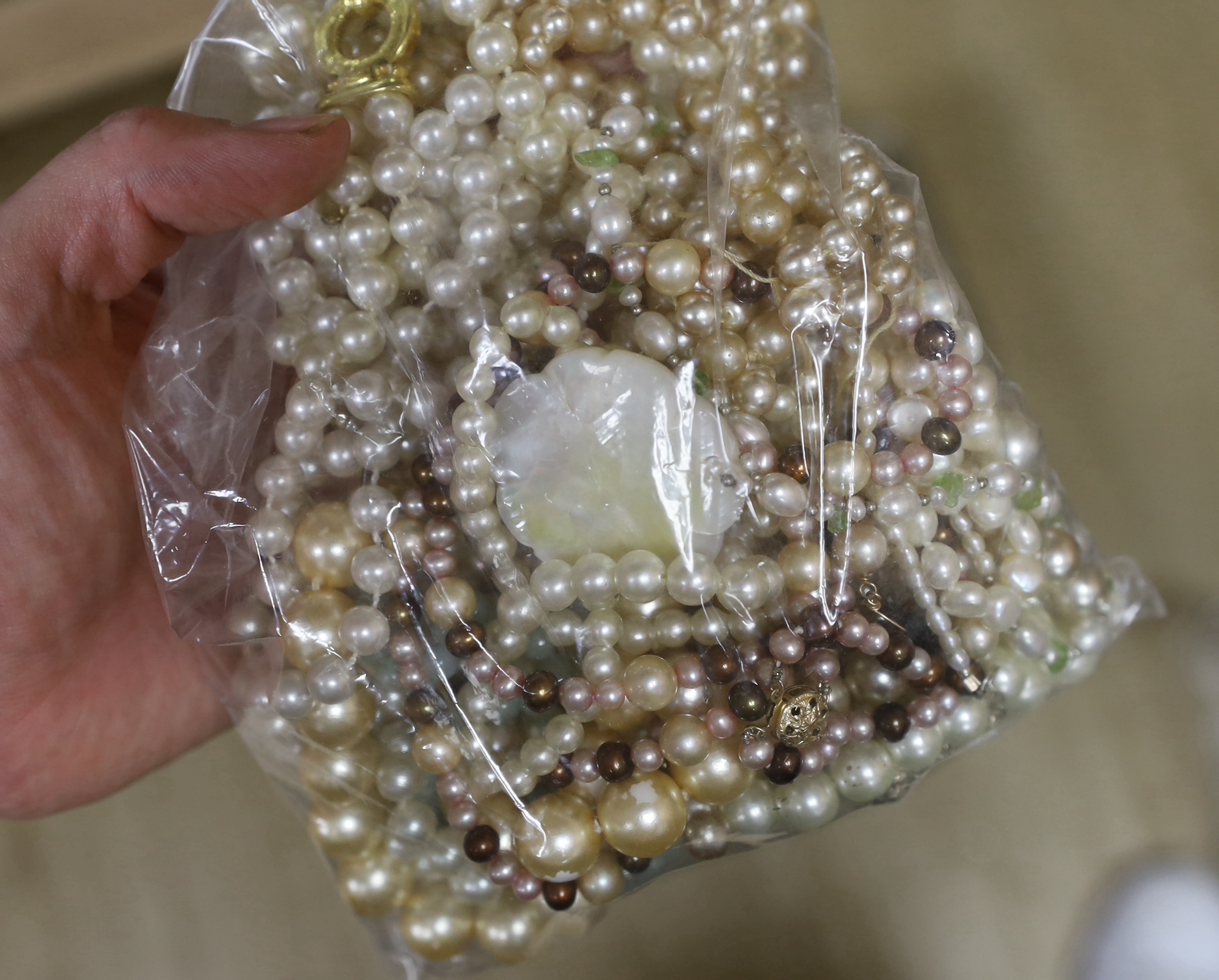 A large quantity of assorted mainly modern costume jewellery.